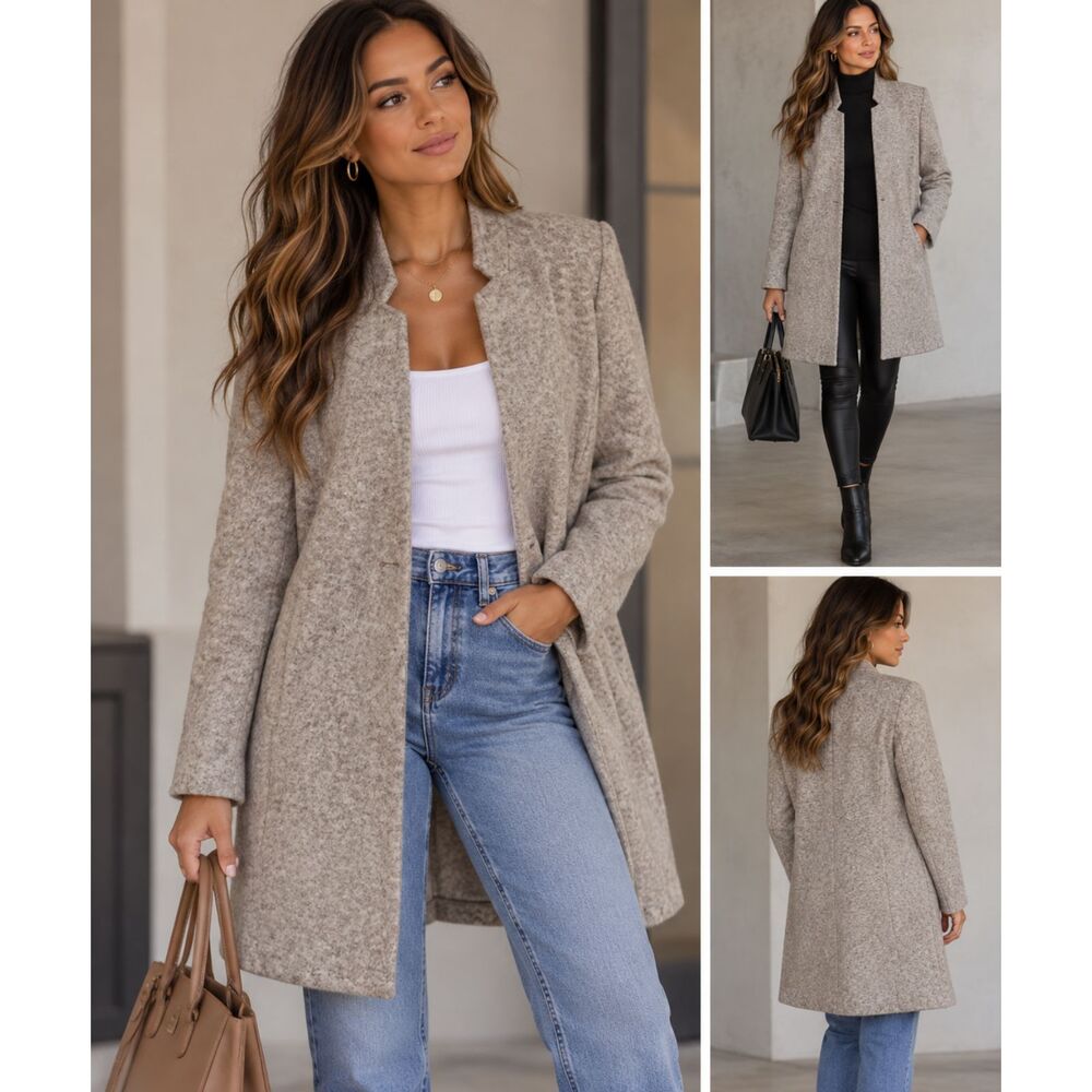 Vero Moda Taupe Gray Open Front Coat Size M